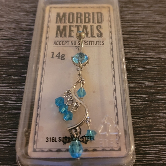 NEW Morbid Metals 14G Dangle Charm Belly Button Ring - Picture 2 of 2